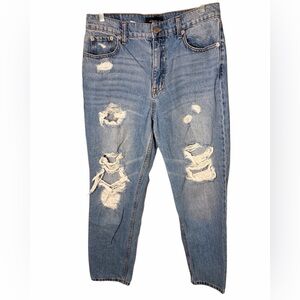 Aeropostale Distressed Mom Jeans Size 8 High Rise Light Wash Ripped Denim Y2K